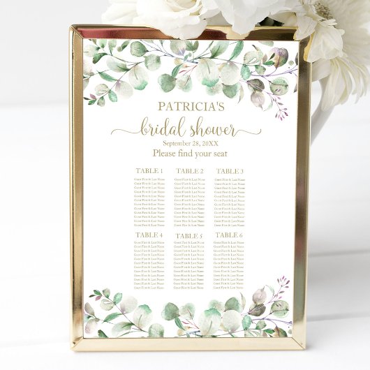 Poster Panneau de disposition de sièges de mariage modern