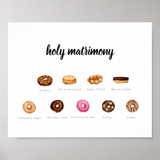 Poster Panneau de donut aquarelle personnalisable (Devant)