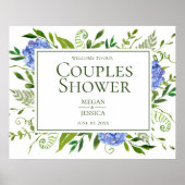 Poster Panneau de douche Blue Hydrangeas Couples (Devant)