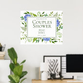 Poster Panneau de douche Blue Hydrangeas Couples (Bureau à domicile)