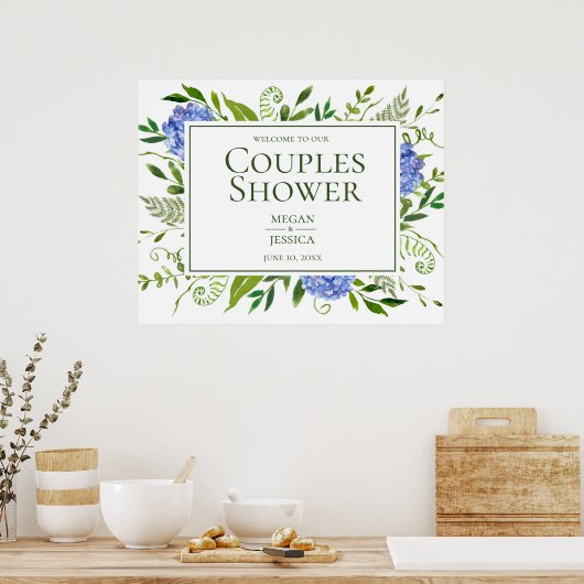 Poster Panneau de douche Blue Hydrangeas Couples (Cuisine)