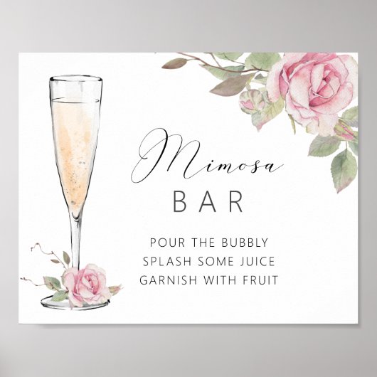 Poster Panneau de douche de bar Mimosa Rose rose (Devant)