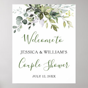 Poster Panneau de douche de couple de verdure d'eucalyptu