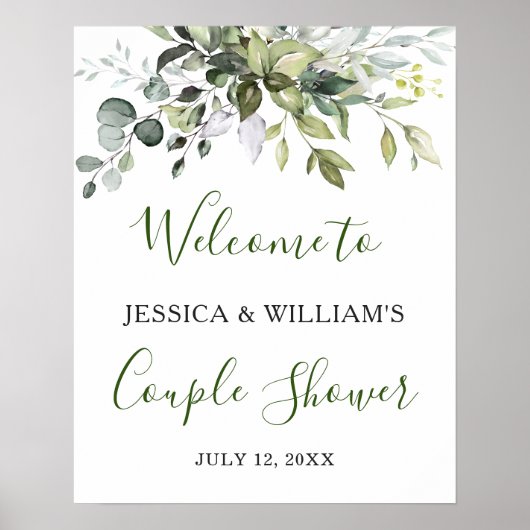 Poster Panneau de douche de couple de verdure d'eucalyptu (Devant)