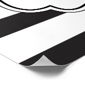 Poster Panneau de douche florale rose noir et blanc (Coin)