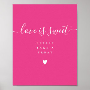 Poster Panneau de faveur d'amour rose chaud est doux