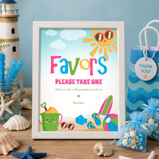Poster Panneau de Faveur d'Anniversaire de Thème de Plage
