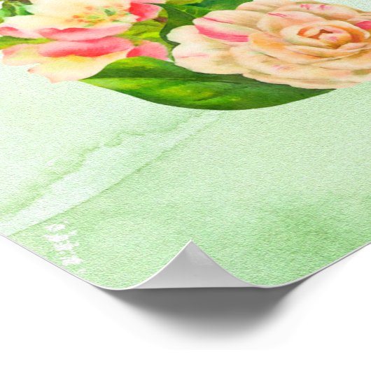Poster Panneau de faveur de douche de fleurs roses (Coin)