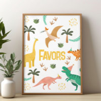 Panneau de faveur de fête de dinosaures jurassique