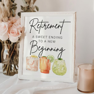 Poster Panneau de faveur de fête de retraite, Nouveau Déb
