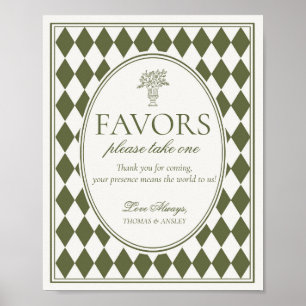 Poster Panneau de faveur de mariage à carreaux Harlequin