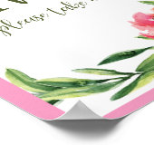 Poster Panneau de faveur floral aquarelle rose et vert (Coin)