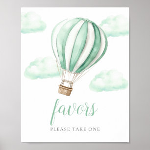 Poster Panneau de Faveurs de Baby Shower Montgolfière Mig
