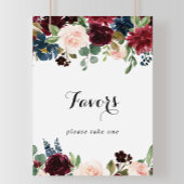 Poster Panneau de faveurs de calligraphie de Bourgogne ru