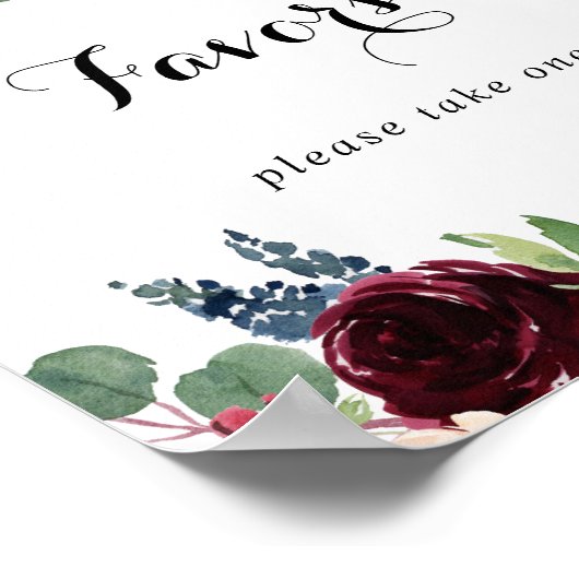 Poster Panneau de faveurs de calligraphie de Bourgogne ru (Coin)