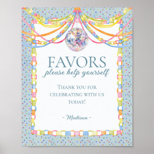 Poster Panneau de Faveurs de Fête d'Anniversaire Blue Cue