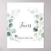 Poster Panneau de Faveurs de Feuillage d'Eucalyptus Vert  (Devant)