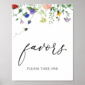 Poster Panneau de faveurs de fleurs sauvages et d'abeille (Devant)