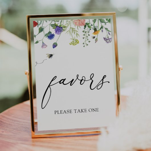 Poster Panneau de faveurs de fleurs sauvages et d'abeille