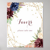 Poster Panneau de Faveurs de Mariage Géométrique Rustique (Devant)