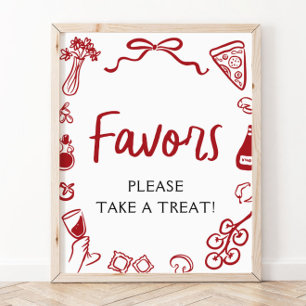 Poster Panneau de faveurs de pizza et de pâtes italiennes