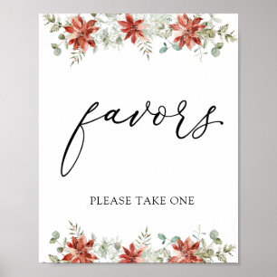 Poster Panneau de Faveurs de Verdure d'Hiver Poinsettias