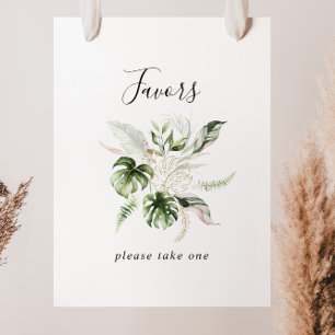 Poster Panneau de Faveurs de Verdure Tropicale en Or