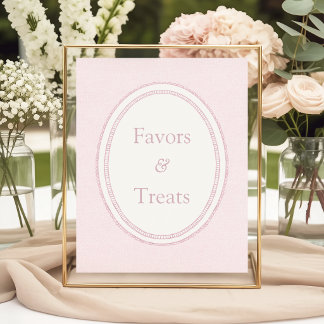 Poster Panneau de faveurs et de friandises rose tendre te