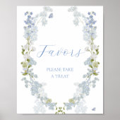 Poster Panneau de Faveurs Fleurs Bleues (Devant)