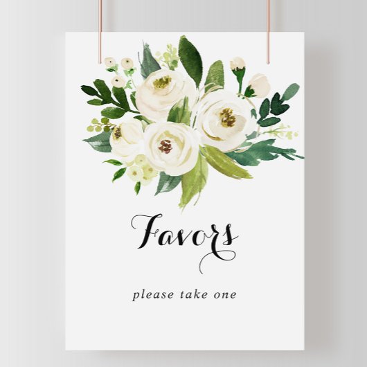Poster Panneau de Faveurs Florales Blanches de Verdure
