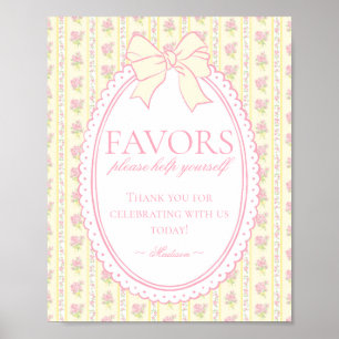 Poster Panneau de faveurs floraux fantaisie vintage jaune