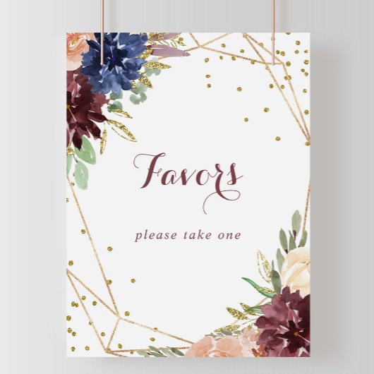 Poster Panneau de Faveurs Géométrique Rustique Doré Glite