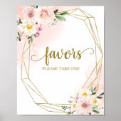 Poster Panneau de faveurs géométriques floraux rose blush (Devant)
