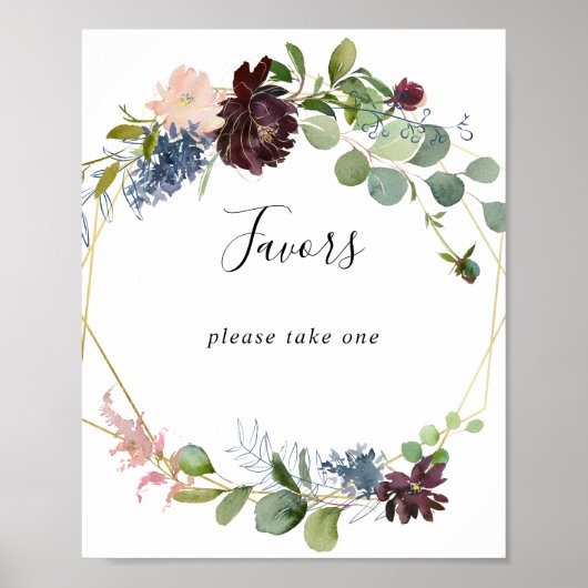 Poster Panneau de faveurs géométriques or Bourgogne (Devant)