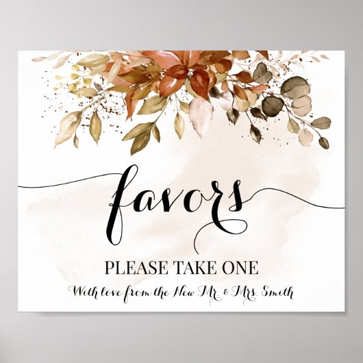 Poster Panneau de Faveurs pour une Mariage d'Automne (Devant)