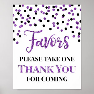 Poster Panneau de Favors Confetti Noir Violet pour Baby S