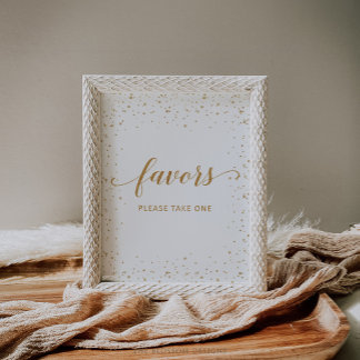 Poster Panneau de Favors d'Anniversaire Confettis Dorés -