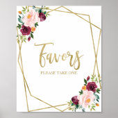 Poster Panneau de Favors Floral Bourgogne Rosé (Devant)