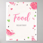 Poster Panneau de Favors pour Baby Shower Fille Pastèque (Devant)