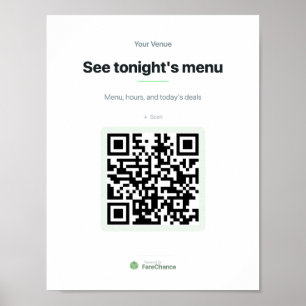 Poster Panneau de fenêtre de code QR pour les restaurants