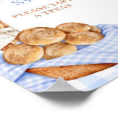 Poster Panneau de fête « Blue Gingham Plaid Bun Love is S (Coin)