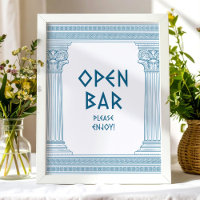 Panneau de fête Blue Open Bar avec temple élégant