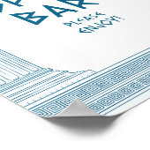 Poster Panneau de fête Blue Open Bar avec temple élégant (Coin)