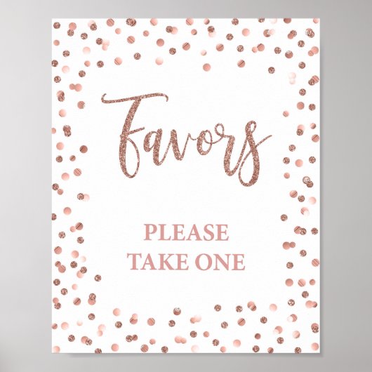 Poster Panneau de fête cadeau Rose Gold Paillettes Confet (Devant)