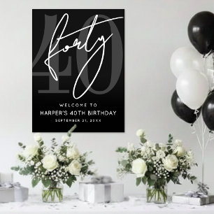 Poster Panneau de fête d'anniversaire 40 ans noir
