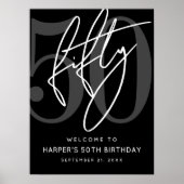 Poster Panneau de fête d'anniversaire 50 ans noir (Devant)