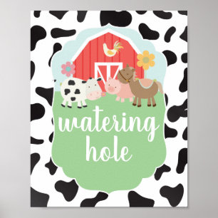 Poster Panneau de fête d'anniversaire à la ferme trou d'e