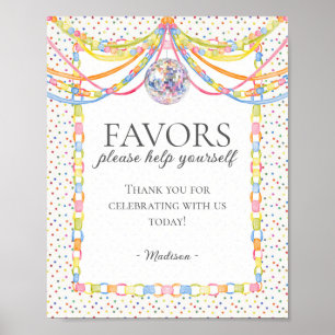Poster Panneau de Fête d'Anniversaire avec Confettis