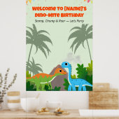 Poster Panneau de fête d'anniversaire de dinosaure modifi (Cuisine)