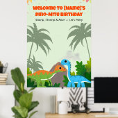 Poster Panneau de fête d'anniversaire de dinosaure modifi (Bureau à domicile)